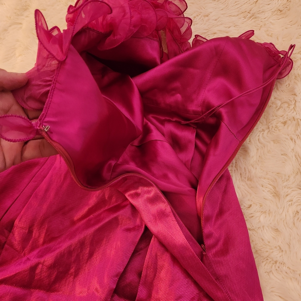 3.1 Phillip Lim Fucshia 1 Shoulder Ruffle Moni Dress Size 6 Small - Picture 2 of 11